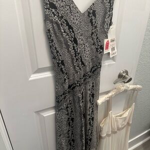 Pure chiffon Black and White Floral asymmetrical Dress